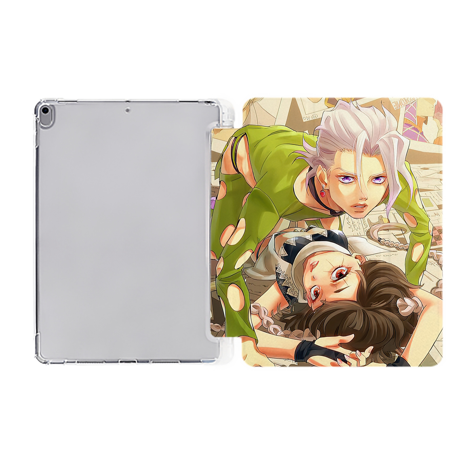（画像用） ジョジョの奇妙な冒険 JoJo's Bizarre Adventure IPad ケース ペン収納付き 三つ折りスタンド PUレザー×シリコン 対応機種9.5/10.5/10.9インチ